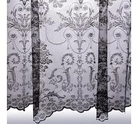 John Aird - Victoria Romantic Damask Black Lace Net Curtain - Sold In Set Sizes (7 Metres Width, Drop: 63" (160cm))