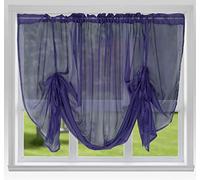 John Aird Voile Tie Blind Curtain Panels 87" Wide x 48" Drop (Aubergine)