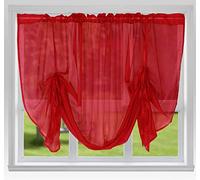 John Aird Voile Tie Blind Curtain Panels 87" Wide x 48" Drop (Red)