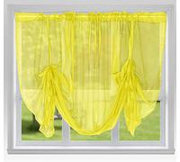 John Aird Voile Tie Blind Curtain Panels 87" Wide x 48" Drop (Yellow)