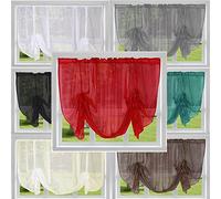 John Aird Voile Tie Blind Curtain Panels 87" Wide x 54" Drop (Red)