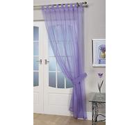 John Aird Woven Voile Tab Top Curtain Panel - Tieback Included - Single Panel (Lilac, 58" Wide x 48" Drop)