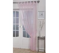 John Aird Woven Voile Tab Top Curtain Panel - Tieback Included - Single Panel (Pastel Pink, 58" Wide x 81" Drop)