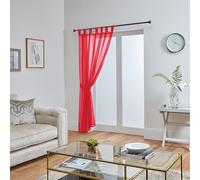 John Aird Woven Voile Tab Top Curtain Panel - Tieback Included - Single Panel (Red, 58" Wide x 81" Drop)