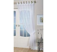 John Aird Woven Voile Tab Top Curtain Panel - Tieback Included - Single Panel (White, 58" Wide x 81" Drop)