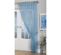 John Aird Woven Voile Tab Top Curtain Panels - Tieback Included - Single Panel (Blue, 58" Wide x 81" Drop)