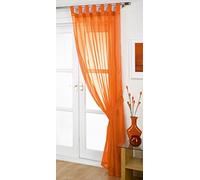 John Aird Woven Voile Tab Top Curtain Panels - Tieback Included - Single Panel (Orange, 58" Wide x 90" Drop)