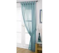 John Aird Woven Voile Tab Top Curtain Panels - Tieback Included - Single Panel (Teal, 58" Wide x 81" Drop)