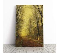 John Atkinson Grimshaw Autumns Golden Glow Canvas Wall Art Print 24x16 Inch | Ready to Hang, Gallery Wrapped, Fade-Resistant Inks, Securely Packaged, UK Made