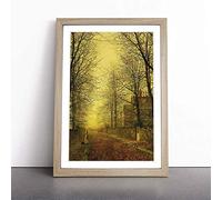 John Atkinson Grimshaw Autumns Golden Glow Framed Wall Art Print Oak A3 | Ready to Hang, Satin Fine Art Paper, Fade-Resistant Inks, Acrylic Glazing, Securely Packaged, Made in the UK