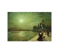 John Atkinson Grimshaw Painter's《Reflections on The Thames Art Print Wall Photo Paint Hanging Picture Family Bedroom Decor 16x24inch(40x60cm)