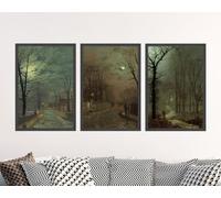 John Atkinson Grimshaw Set of Three Paintings Art Print Poster Lovers Gossip - 3x A3 Poster - Triptych rolled in tubes BensArt Triptych set 3 Three Stretched Mounted Multi Panel Wall Art Classic Pict
