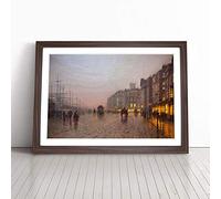 John Atkinson Grimshaw Street Scene Framed Wall Art Print Walnut A4 | Ready to Hang, Satin Fine Art Paper, Fade-Resistant Inks, Acrylic Glazing, Securely Packaged, Made in the UK