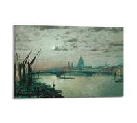 John Atkinson Grimshaw Works (Southwark Bridge And St. Paul's) Traditional Artist Artwork Printed Wall Hanging Canvas Poster 12x18inch(30x45cm)