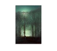 John Atkinson Grimshaw's Figure in The Moonlight Victorian Era Moonlit Landscape Art Print for Wall Decor Artworks Canvas Room Aesthetic Wall Art Prints Home Modern Decor Unframe 12x18inch(30x45cm)