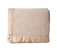 John Atkinson The Wool Company Duchess Merino Wool Blanket - Lightweight Soft Warm Bed Blankets - Champagne Beige Double Size 230 x 255 cm - Made in the UK