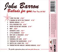 JOHN BARRON - BALLADS FOR YOU NEW CD