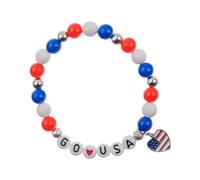 John Bead 29pcs USA Flag Patriotic Glass Beads Charm Friendship Bracelet Jewelry Making Kit, World Soccer Game Day, President's Independence Day, 4th of July Accessories for Arts Crafts DIY Gifts