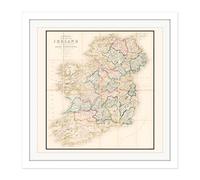 John Bett's New Map Ireland Square Wooden Framed Wall Art Print Picture 16X16 Inch