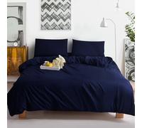 JOHN CANYON Duvet Cover Sets - Microfiber Bedding with Zip Fastening - Soft Breathable Brushed Quilt Cover with 2 Pillowcases- Single, Double, King, Super King (Navy Blue, Double)
