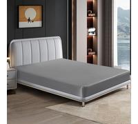 JOHN CANYON Satin Fitted Sheet Set with 2 Pillowcases - Extra Deep 40cm Fitted Sheets Set Available in Single, Double, King | Luxurious White Options (SILVER, DOUBLE)