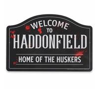 John Carpenter's Halloween Welcome to Haddonfield Metal Sign - Vintage Halloween Movie Decor for Man Cave or Movie Room