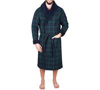 John Christian Men's Bonded Fleece Robe, Blackwatch Tartan, XXL