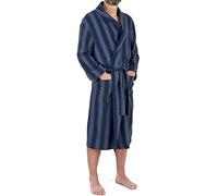 John Christian Men's Lightweight Brushed Cotton Dressing Gown, Navy Stripe (XL)
