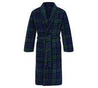 John Christian Men's Warm Fleece Dressing Gown - Blackwatch Tartan, M, Navy / Green