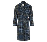 John Christian Men's Warm Fleece Dressing Gown, Blue and Yellow Check Pattern (XL)