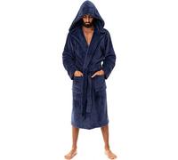 John Christian Men's Warm Hooded Fleece Dressing Gown - Navy (X-Large)