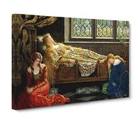 John Collier Sleeping Beauty Canvas Print | Gallery Wrapped 30mm Frame Wall Art | 20x14 inches | Ready to Hang | Modern Picture | Living Room Bedroom Lounge Office