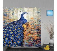 John Coltrane - AYISTELU Polyester Fabric Shower Curtain Set with 12 Plastic Hooks Decorative Bath Curtain,Blue Peacock Mottled Oil painting background,72x84 inches