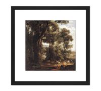 John Constable Landscape With Goatherd And Goats 8X8 Inch Square Wooden Framed Wall Art Print Picture with Mount Artery8 Black One Size