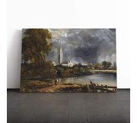 John Constable Salisbury Cathedral from The Meadows Canvas Print | Gallery Wrapped 30mm Frame Wall Art | 30x20 inches | Ready to Hang | Modern Cityscape Picture | Living Room Bedroom Lounge Office
