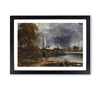 John Constable Salisbury Cathedral from The Meadows Framed Print | A2 Oak Framed Wall Art | Ready to Hang | Modern Cityscape Picture | Living Room Bedroom Lounge Office