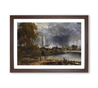 John Constable Salisbury Cathedral from The Meadows Framed Print | A2 Walnut Framed Wall Art | Ready to Hang | Modern Cityscape Picture | Living Room Bedroom Lounge Office