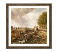 John Constable Study Of A Boat Passing A Lock Square Wooden Framed Wall Art Print Picture 16X16 Inch