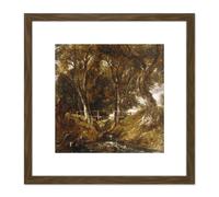 John Constable The Dell At Helmingham Park 8X8 Inch Square Wooden Framed Wall Art Print Picture with Mount Artery8 Brown One Size