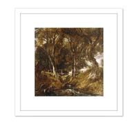 John Constable The Dell At Helmingham Park 8X8 Inch Square Wooden Framed Wall Art Print Picture with Mount Artery8 White One Size