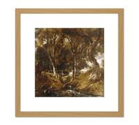 John Constable The Dell At Helmingham Park 8X8 Inch Square Wooden Framed Wall Art Print Picture with Mount Artery8 Light Oak One Size