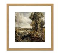 John Constable The Vale Of Dedham 8X8 Inch Square Wooden Framed Wall Art Print Picture with Mount Artery8 Light Oak One Size