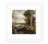 John Constable The Vale Of Dedham 8X8 Inch Square Wooden Framed Wall Art Print Picture with Mount Artery8 White One Size