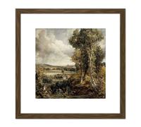 John Constable The Vale Of Dedham 8X8 Inch Square Wooden Framed Wall Art Print Picture with Mount Artery8 Brown One Size