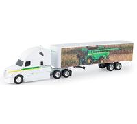 John Deere 1/64 Scale Freightliner Semi with X9 Combine Graphics Trailer