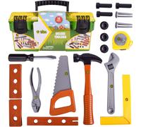 John Deere 18 Piece Deluxe Tool Box, Construction Playset with Tape Measure and Tools, Interactive Building Toys, Preschool Toys for Boys and Girls