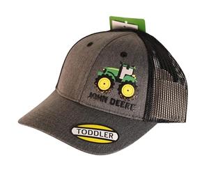 John Deere 3D Rubber Tractor Print Toddler Baseball Hat Cap-Charcoal-One Size, One Size-XL