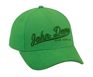 JOHN DEERE Baseball Cap with 3D Lettering Green - One Size Cotton Twill Silver Buckle, Green, One Size