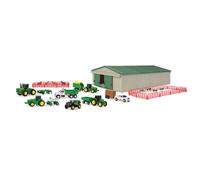 John Deere Die-Cast Farm Toys Playset - 1:64 Scale - Includes Farm Animals Machine Shed Toy Tractors Toy Trucks and Farm Tools - 70 Count - 8 Year