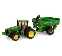 John Deere ERTL Tractor Toy with J&M Grain Cart - 1:64 Scale - Farm and Construction Toys - Authentic Die-Cast Tractor Toys - 8 Years and Up
